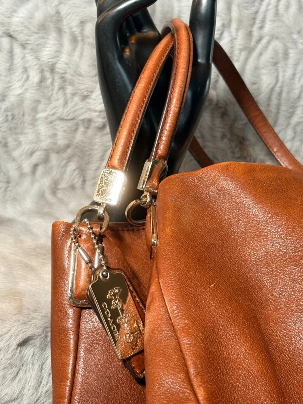 Coach Brown Pebbled Leather Madison Phoebe Should Bag Purse G1376-26224 - Picture 6 of 7